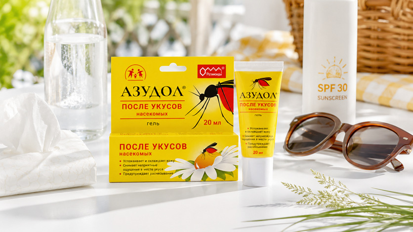 Азудол, гель после укусов насекомых, тело, зуд