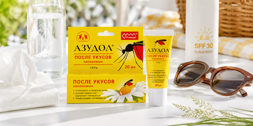 Азудол, гель после укусов насекомых, тело, зуд